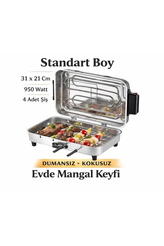 Standart Boy Elektrikli Izgara Mangal Barbekü 31*21 cm - 950 W Tnrz1700