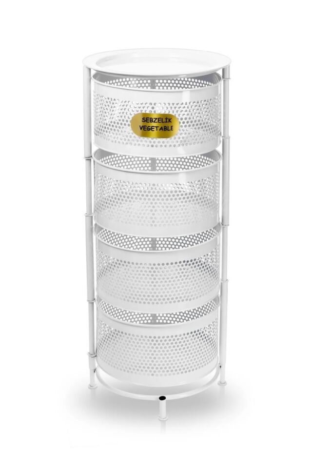 Premium 4 Katlı Metal Sebzelik Sepeti – Soğan Patates Saklama Geniş Galvanizli Çelik, Kaymaz Taban