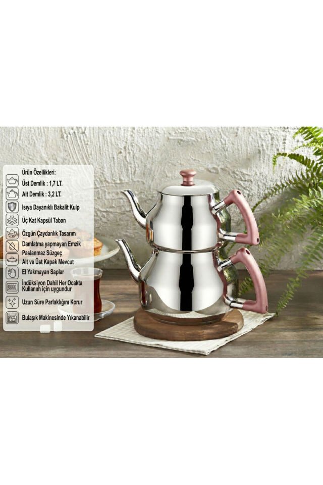 Marmaris Mega Boy 4,9 Lt Paslanmaz Çelik Çaydanlık Rosegold K316