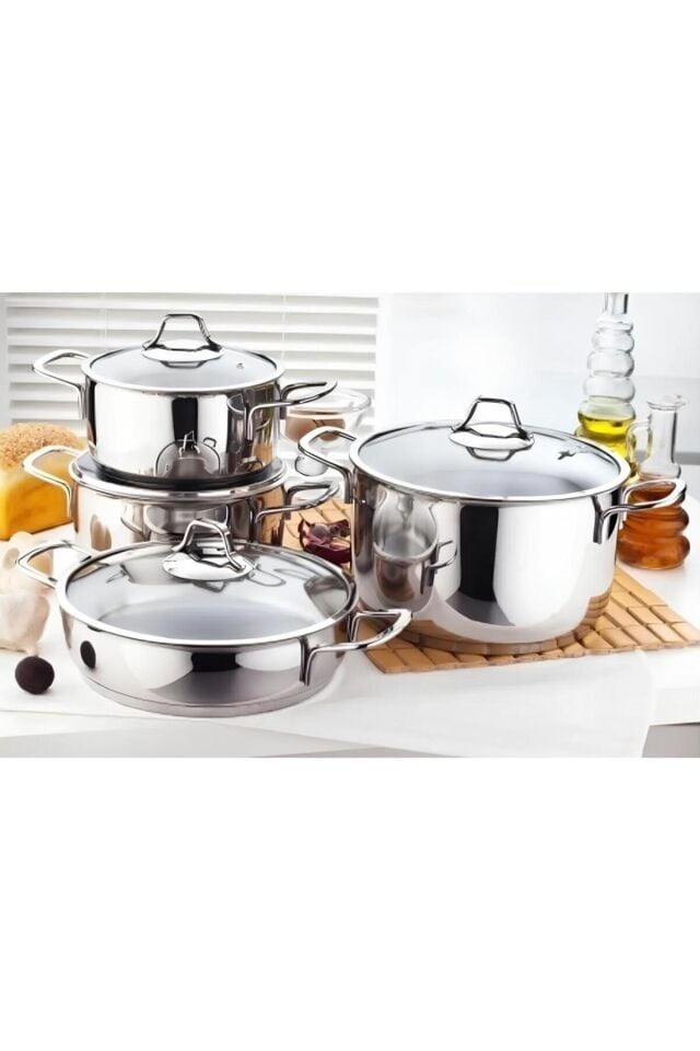 Su 8 Parça Paslanmaz Çelik Tencere Seti