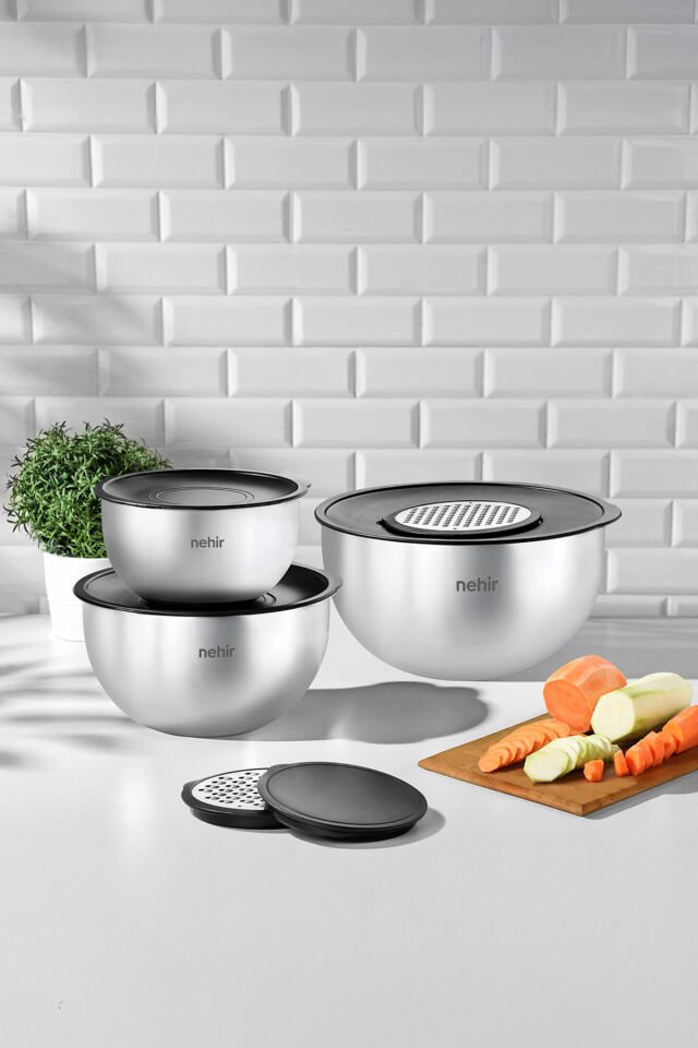 Silver Çelik 9 Parça Rendeli Karıştırma Kabı Takımı