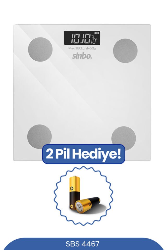 Sbs-4467 Bluetooth Dijital Yağ Su Kas Vücut Kitle Endeksi Kilo Ölçer Tartı Baskül - 28 Cm