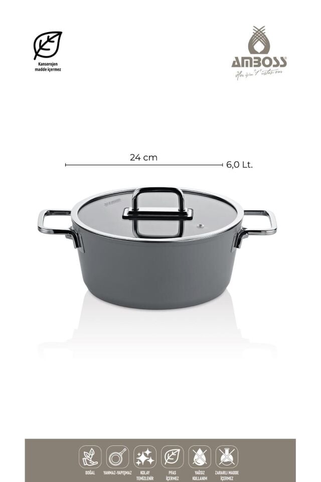 Sera Nova 7 Parça Seramik Tencere Tava Seti Gri