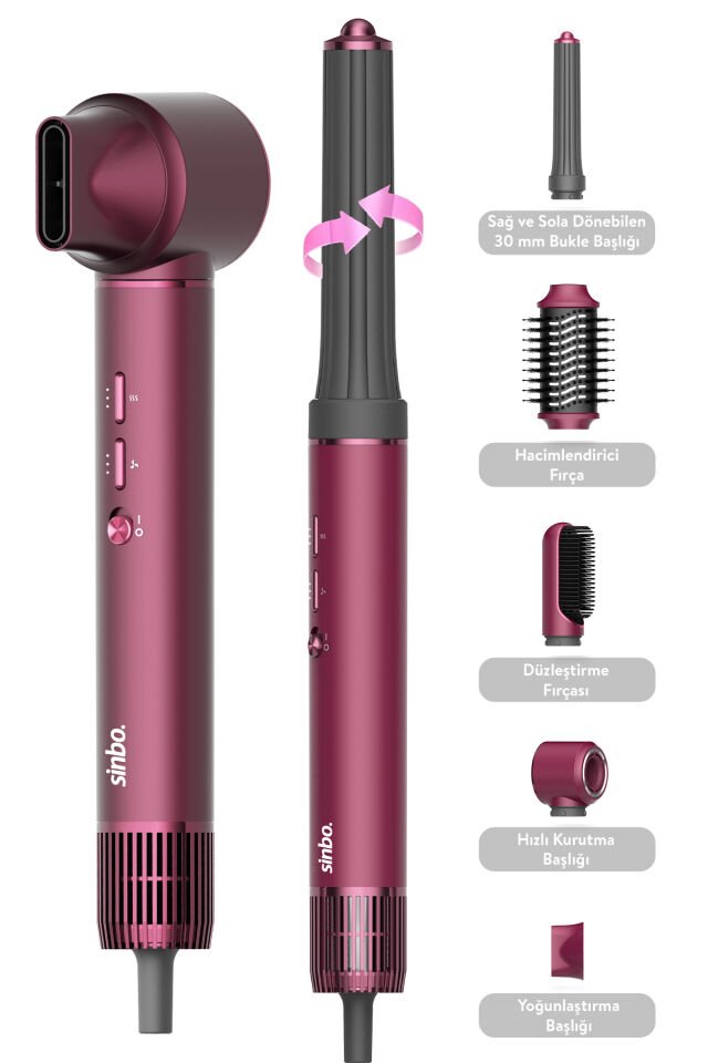 Pro Compact Uzun Multi-styler Hava Üfleme 5in1 Saç Şekillendirici Bldc Shd-1729 Royal Gilded Red