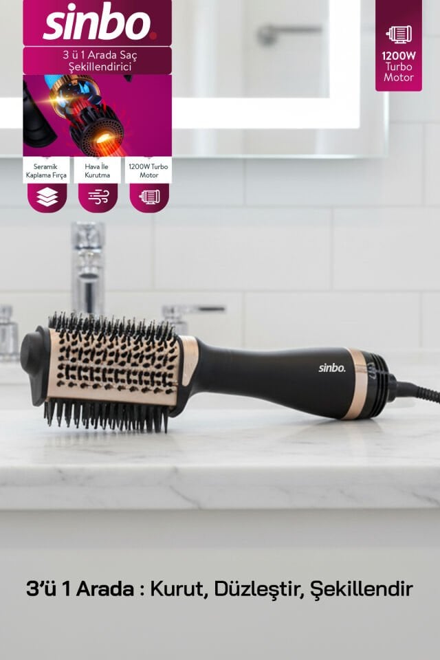 SHD-1731 - 3 in 1 Saç Şekillendirici ve Hava Üflemeli Saç Düzleştirici Fön Tarağı