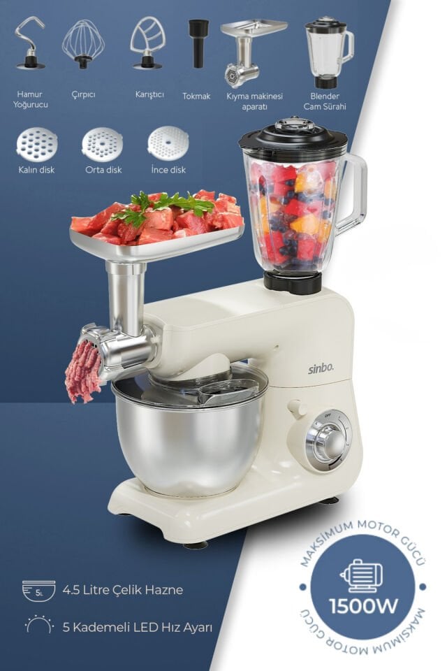 Çok Amaçlı Mutfak Şefi - Hamur - Kıyma - Çiğköfte - Blender Makinesi - SMX-2775