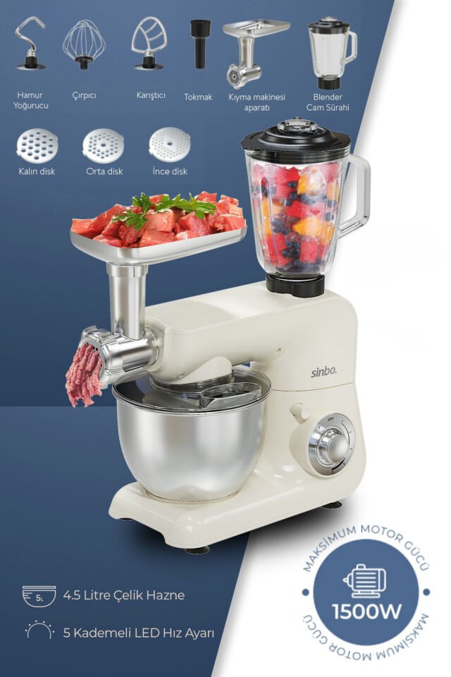 Çok Amaçlı Mutfak Şefi - Hamur - Kıyma - Çiğköfte - Blender Makinesi - SMX-2775