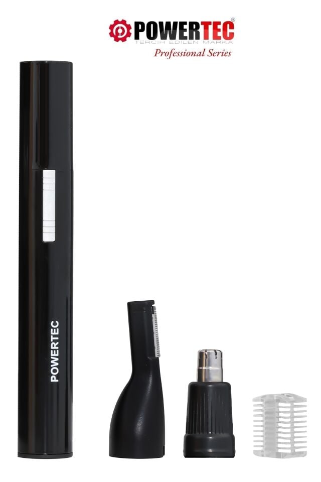 Powertec TR-404 Şarjlı Burun Kulak Kaş Şekillendirici Kıl Tüy Alma Pro Set Tıraş Makinesi 2'si 1 Arada
