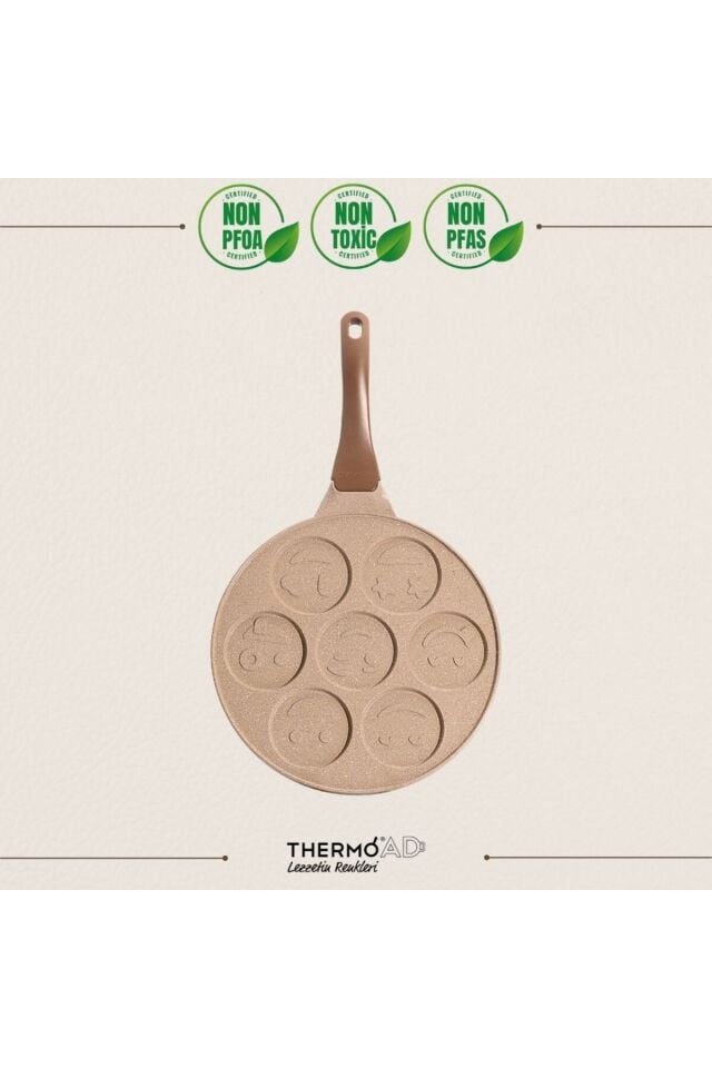 ThermoAd | Pankek Tavası | Emojili | Vizon | 28cm