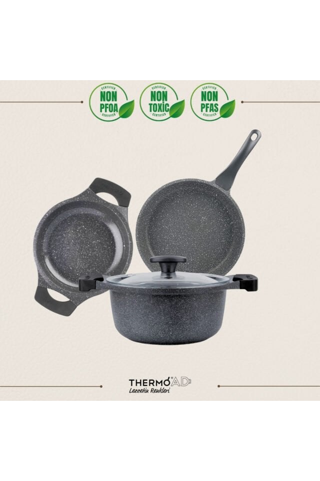 ThermoAD | 4 Parça Mini Set | Graneu Serisi | 20 cm | Gri