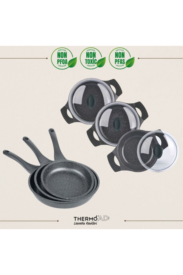 | 9 Parça Tava Ve Sahan Seti | Graneu Serisi | Gri