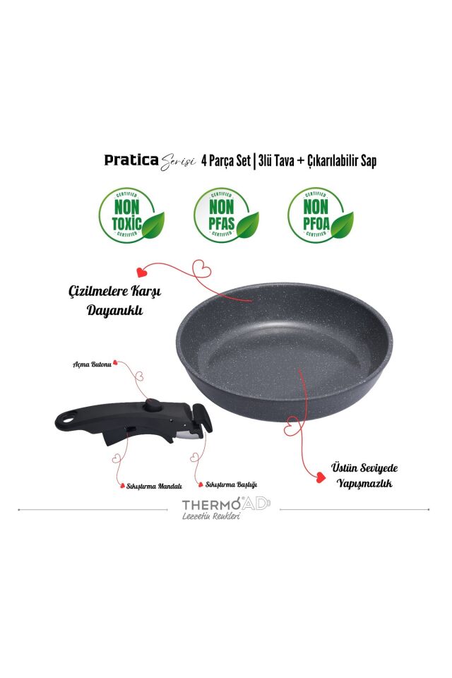 ThermoAD | PRATİCA SERİSİ | TAVA SET | 4 PARÇA | GRİ